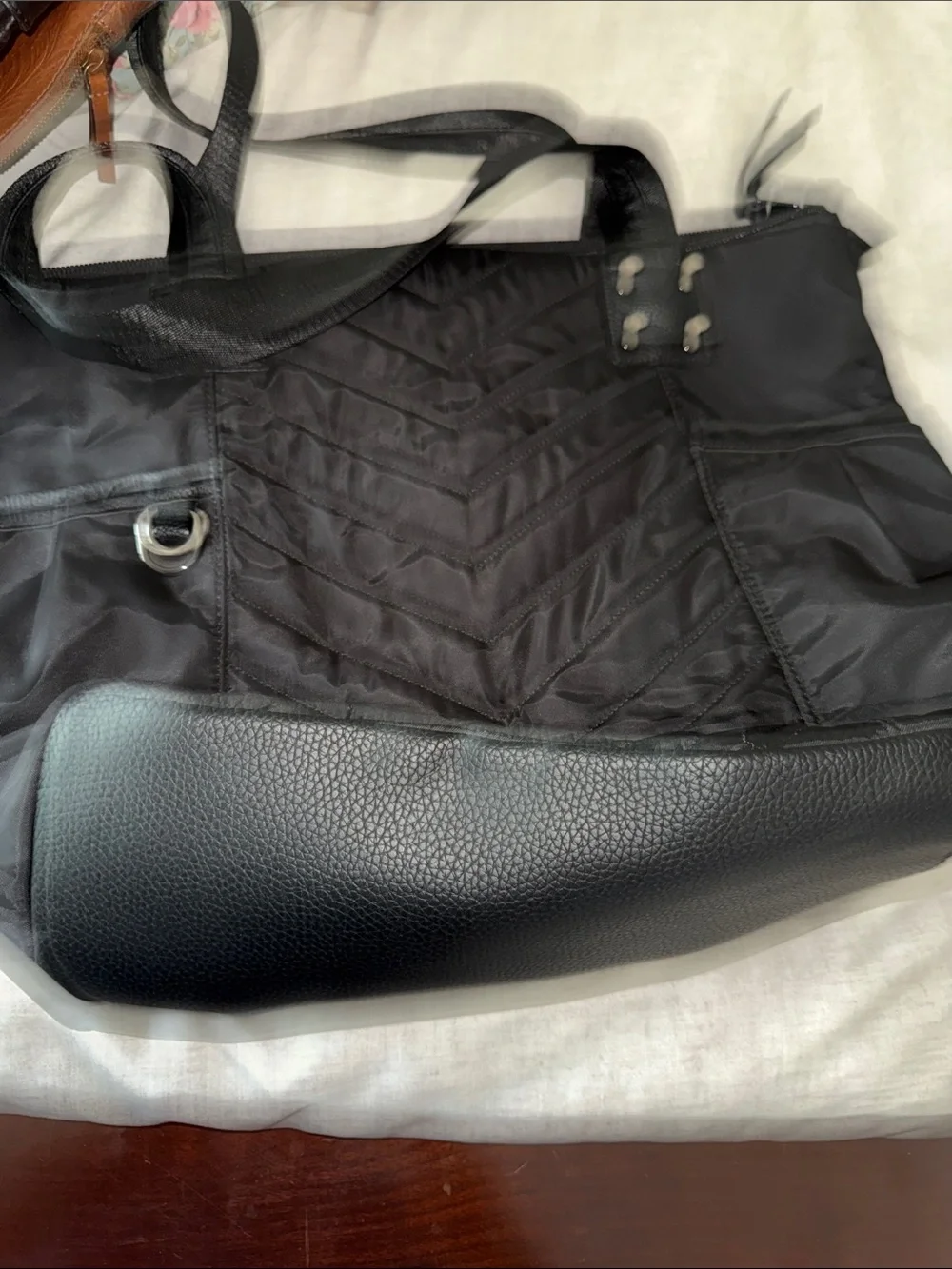 Cynthia Rowley Black Quilted Laptop Tote with Dual Handles